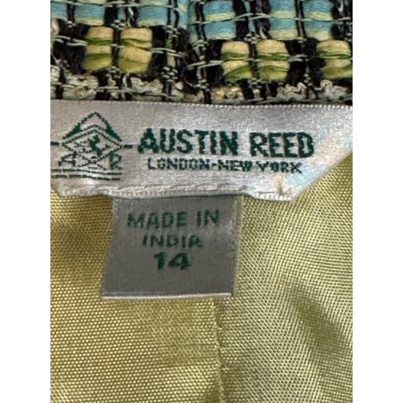 Austin Reed · Tweed Open Blazer · Cotton Linen Blend · Blue Yellow · Size 14 - Picture 7 of 9